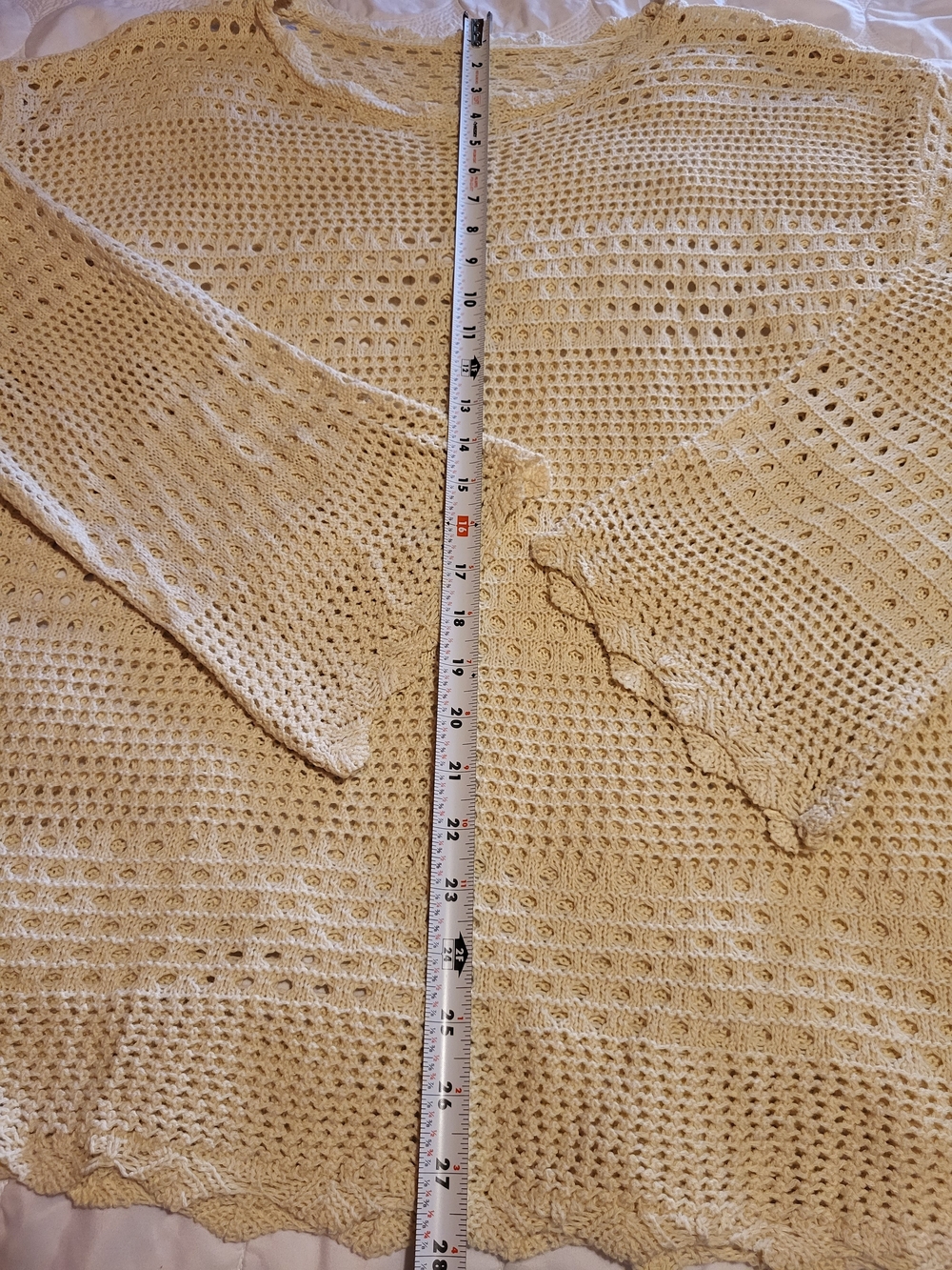 Cupshe Cream Open-Weave Crewneck Sweater